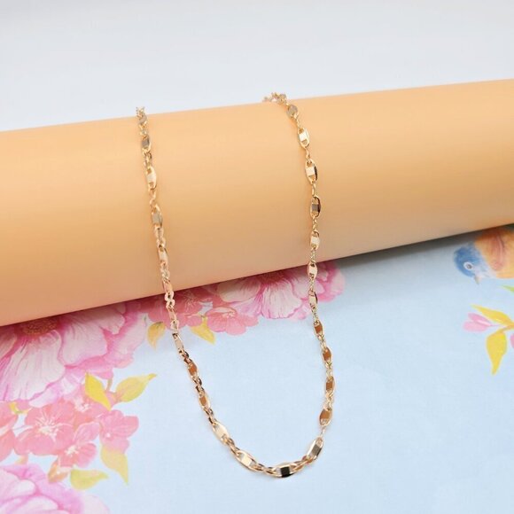 "Delicate Rose Gold Link Chain Necklace for Women, 17.7 Inch Length, XPNL0078 - Picture 3 of 12
